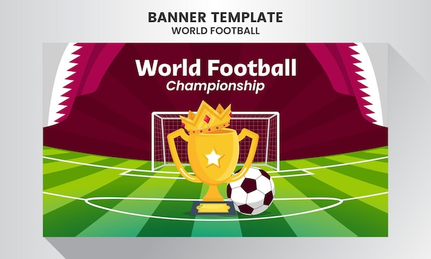 Gradient world football championship horizontal banner template