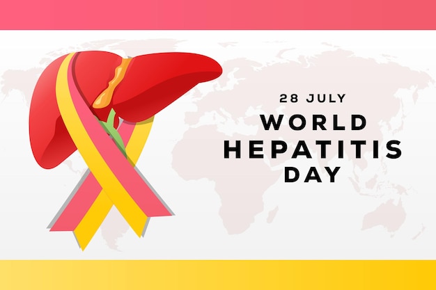 Gradient world hepatitis day 28 july illustration with ribbon