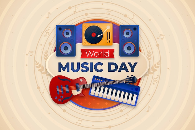 Gradient world music day background