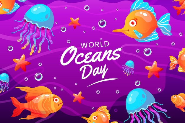 Gradient world oceans day background