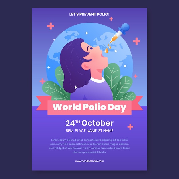 Gradient world polio day vertical poster template