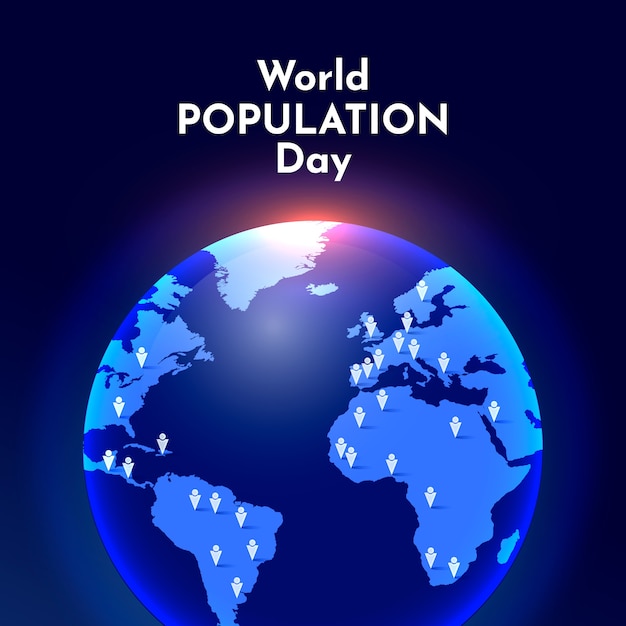 Gradient world population day illustration with planet