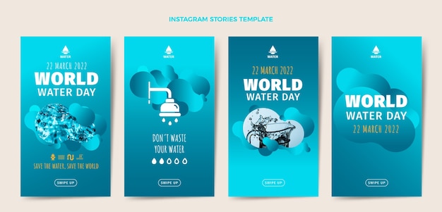 Gradient world water day instagram stories collection