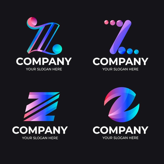 Vector gradient z letter logo template pack