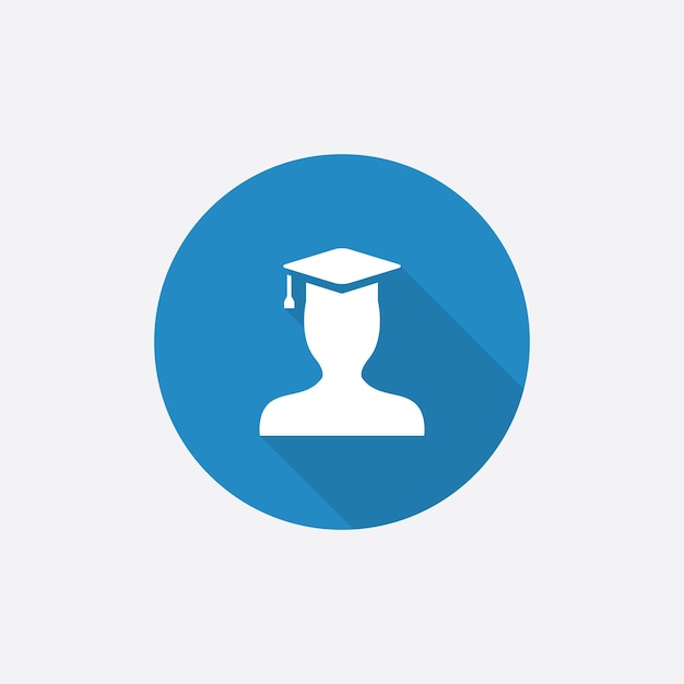 Graduate student Flat Blue Simple Icon with long shadowxA