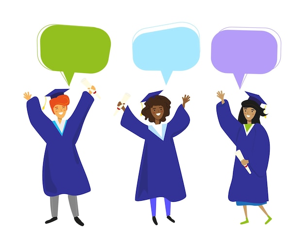 graduates celebrate graduation vector flat illustration