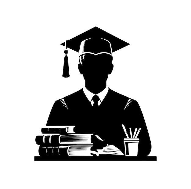 graduation cap vector graphics solid icon in black color