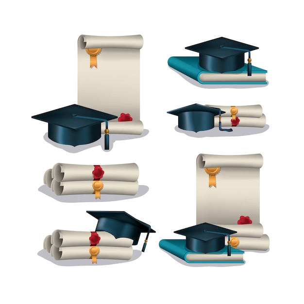 Graduation card with set icons