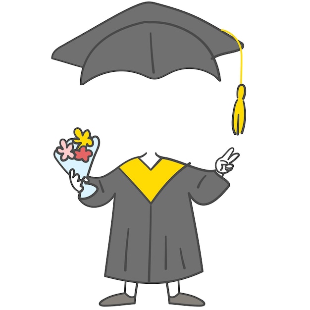 A graduation clothes illustration with space for compose face