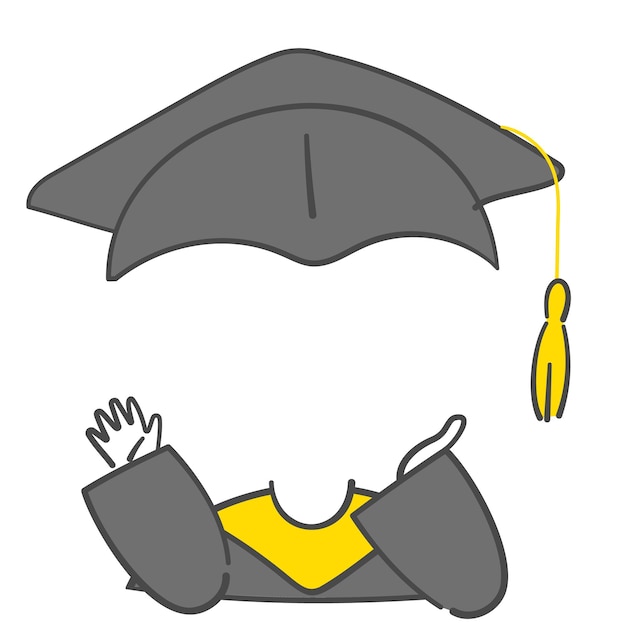 A graduation clothes illustration with space for compose face