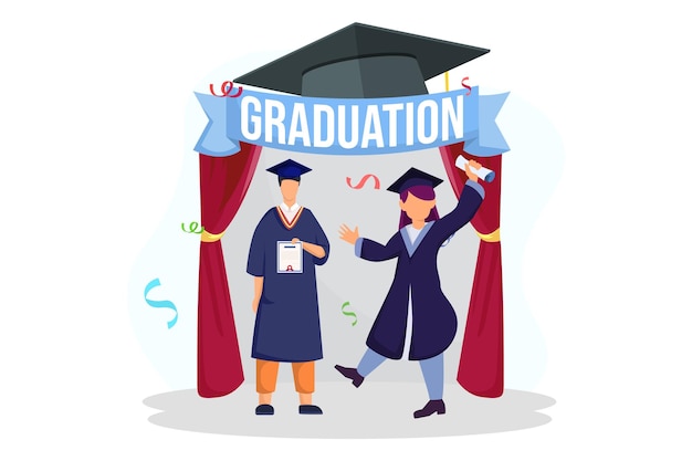 Vector graduation day flat illustration design