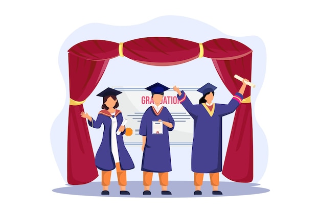 Vector graduation day flat illustration design