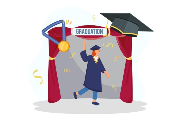 Vector graduation day flat illustration design