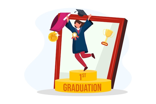 Vector graduation day flat illustration design