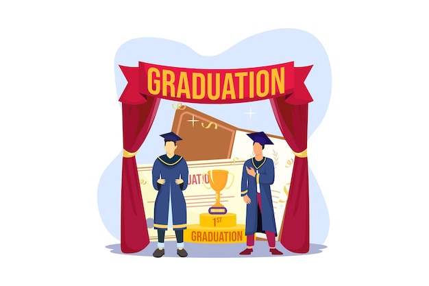 Vector graduation day flat illustration design