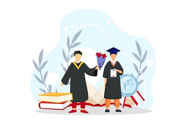 Vector graduation day flat illustration design