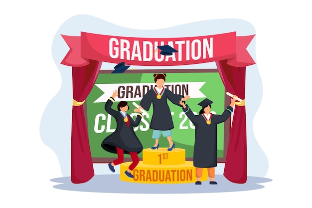 Vector graduation day flat illustration design