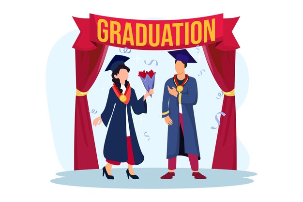 Vector graduation day flat illustration design