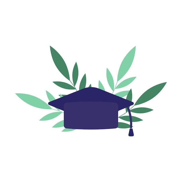 Vector graduation day student hat flat style vector illustration