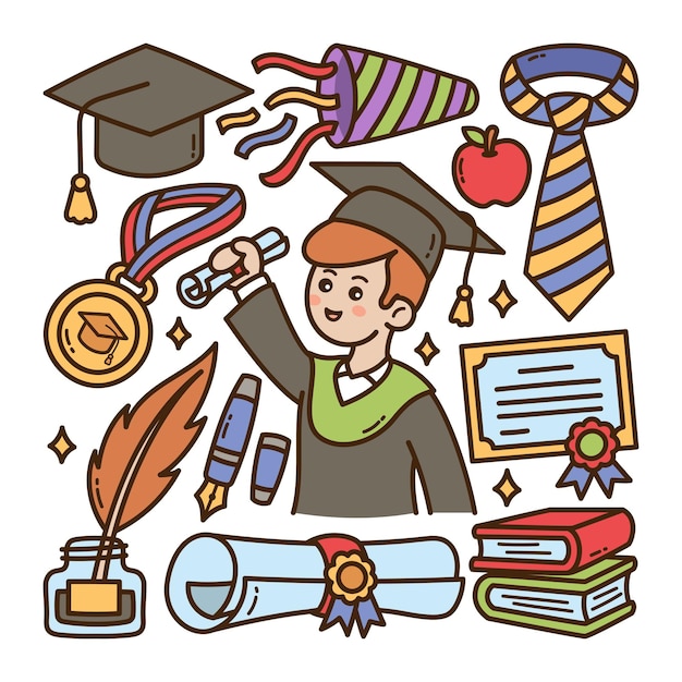 Graduation doodle illustration