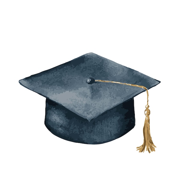 Graduation hat elegant watercolor illustration success achievement symbol