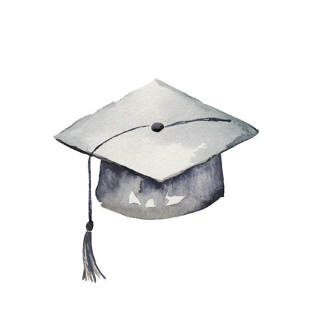 Graduation hat elegant watercolor illustration success achievement symbol