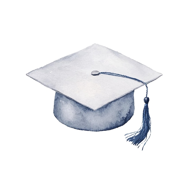 Graduation hat elegant watercolor illustration success achievement symbol