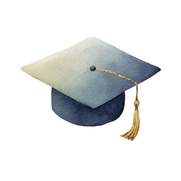 Graduation hat elegant watercolor illustration success achievement symbol