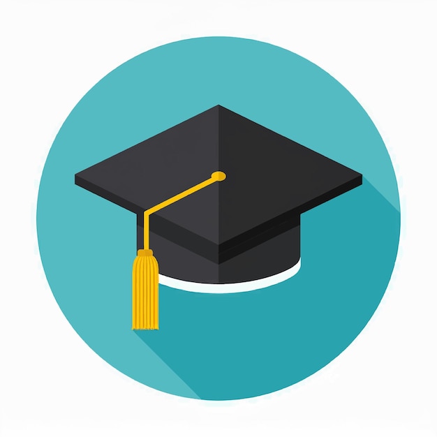 Vector graduation hat flat icon vector art illustration