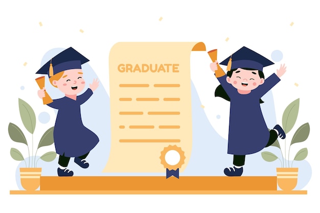 Graduation Kids Illustration