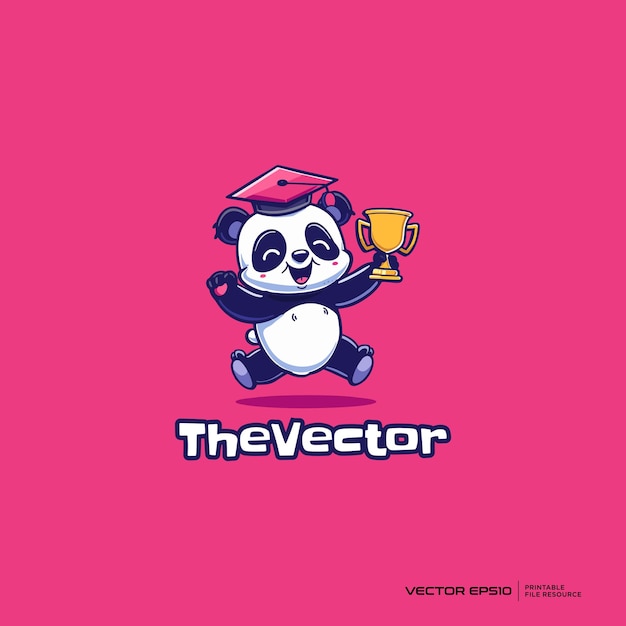 Vector graduation panda animal and education logo vector mascot character cartoon illustration eps10