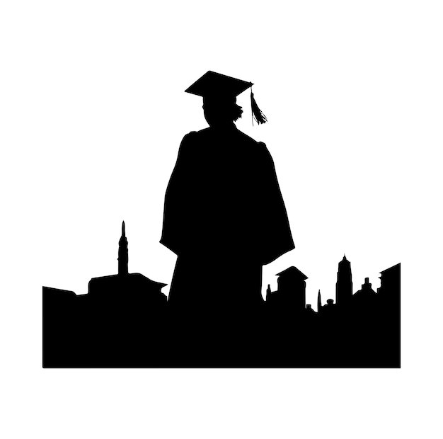 graduation Silhouette Vector On White Background