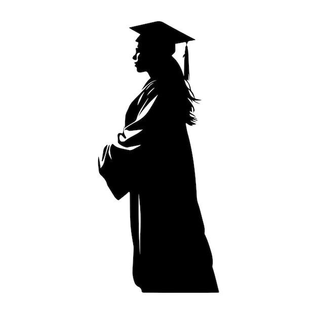 graduation Silhouette Vector On White Background