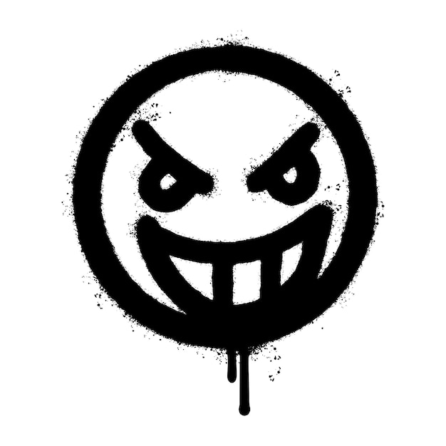 Graffiti angry face emoticon sprayed isolated on white background. vector illustration.