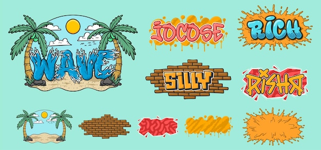 Graffiti Background set Vector Cartoon