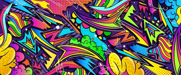 Graffiti doodle art background with vibrant colors handdrawn style Street art graffiti urban theme