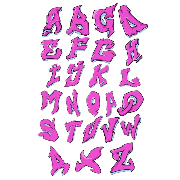 Vector graffiti font alphabet font rap hiphop