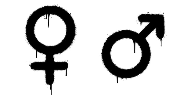 Graffiti gender symbols (male and female) sprayed isolated on white background. vector illustration.