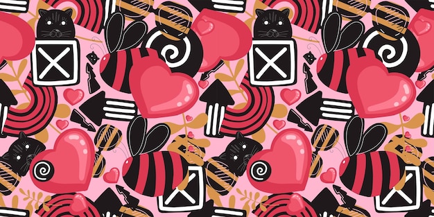 Graffiti seamless pattern Street style pattern Urban style Hearts