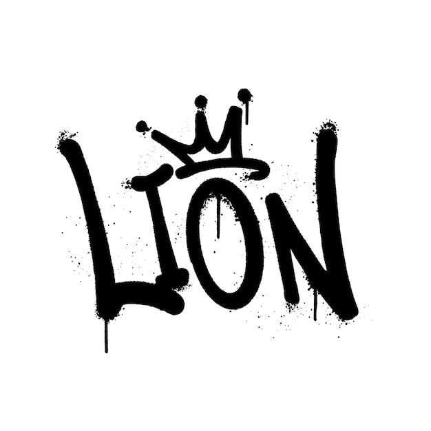 Graffiti spray paint Word Lion Isolated Vector