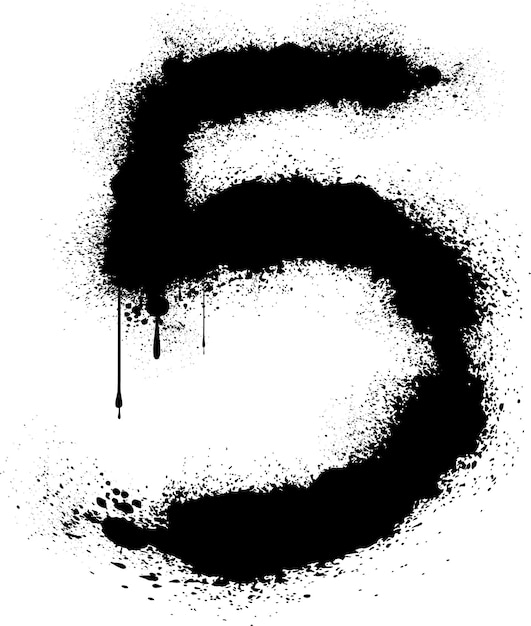 graffiti sprayed number 5 five in black on white Spray Painted Graffiti number 5 Vector hand paint