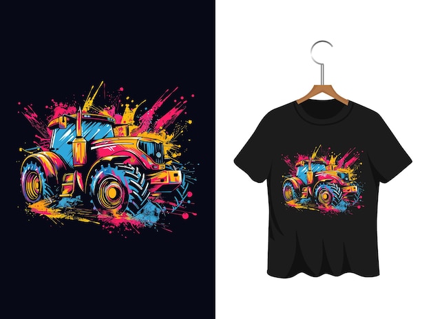 graffiti tractor illustration t shirt design artwork