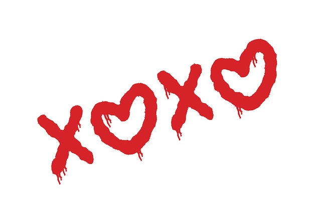 Graffiti XOXO sign sprayed in red Vector isolated on white