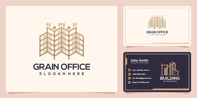 Grain wheat office building logo design and business card