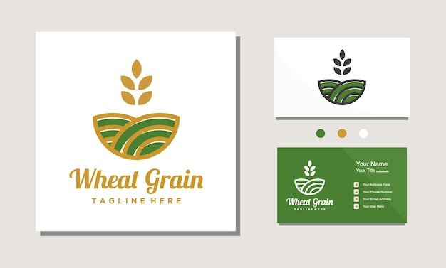 Grain wheat organic farm logo design template inspiration