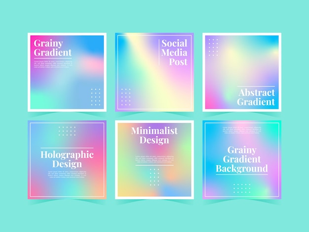 Grainy Gradient Holographic Background Social Media Post Collection