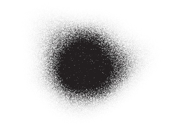 Vector grainy noise circle black dots grain or dotwork halftone round gradient pattern abstract vector dotwork circle with dots noise spray or stain stipple texture effect