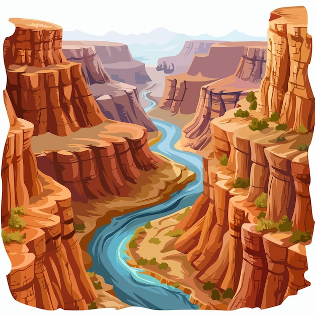 Vector grand canyon landscape clipart isolated on white background