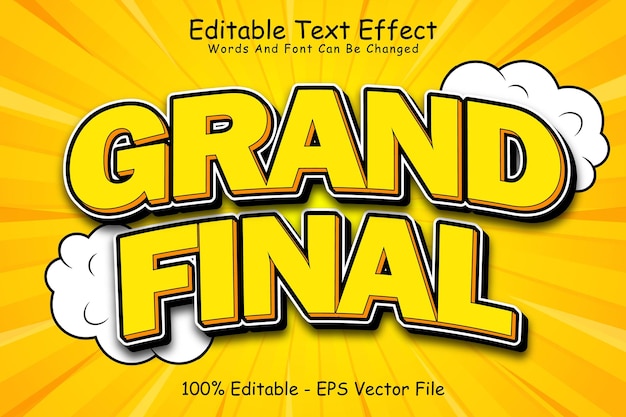 Grand Final Editable Text Effect 3 Dimension Emboss Comic Style