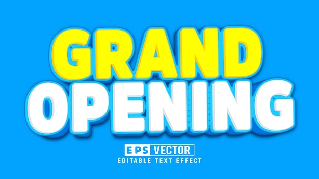 Grand Opening 3d Editable Text Effect Vector Template With Cute Background